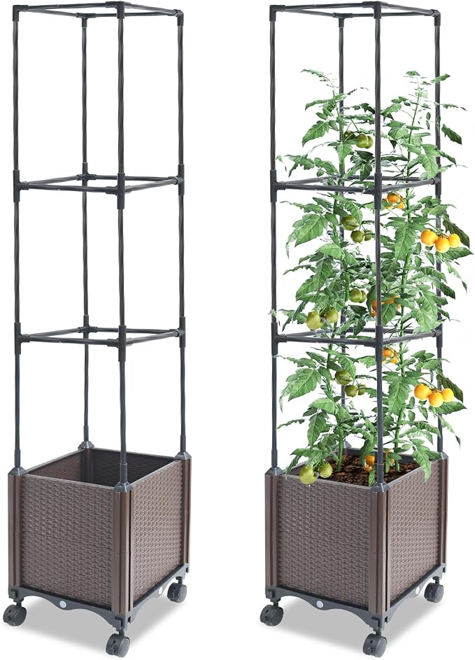 Raised Garden Bed with Tomato Planter Cage, 50.4" Self Watering Tomato Planter by Unknown