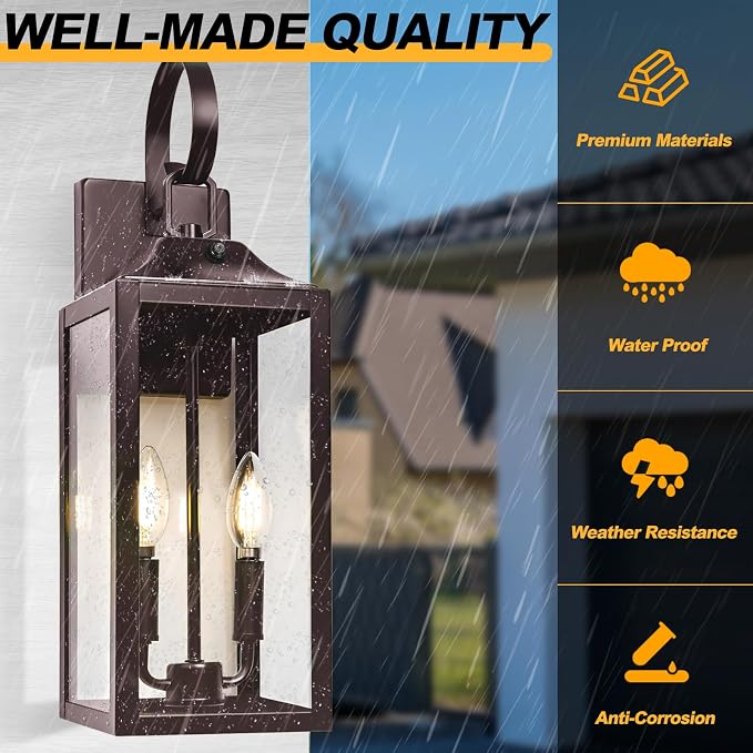 Oil Rubbed Bronze Dusk to Dawn Outdoor Wall Lighting, Industrial Porch Light - Image 4