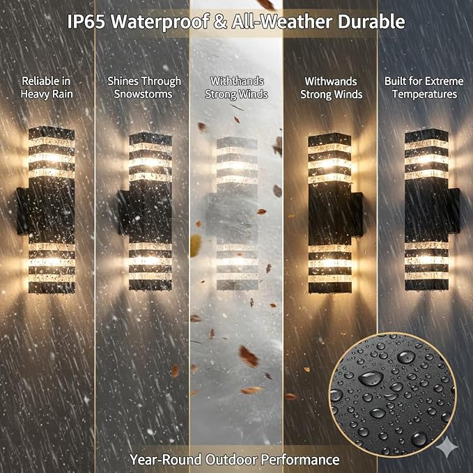 12Pack 15inch LED Square Up & Down Wall Lights, 14W Outdoor Wall Light 4000K - Image 4