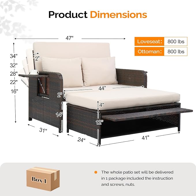 VINGLI Patio Daybed, Wicker Outdoor Daybed - Image 3