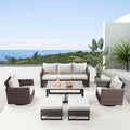 Belord 6 Piece Outdoor Furniture Patio Wicker Sofa Set, Oversize Outdoor Swivel by Belord