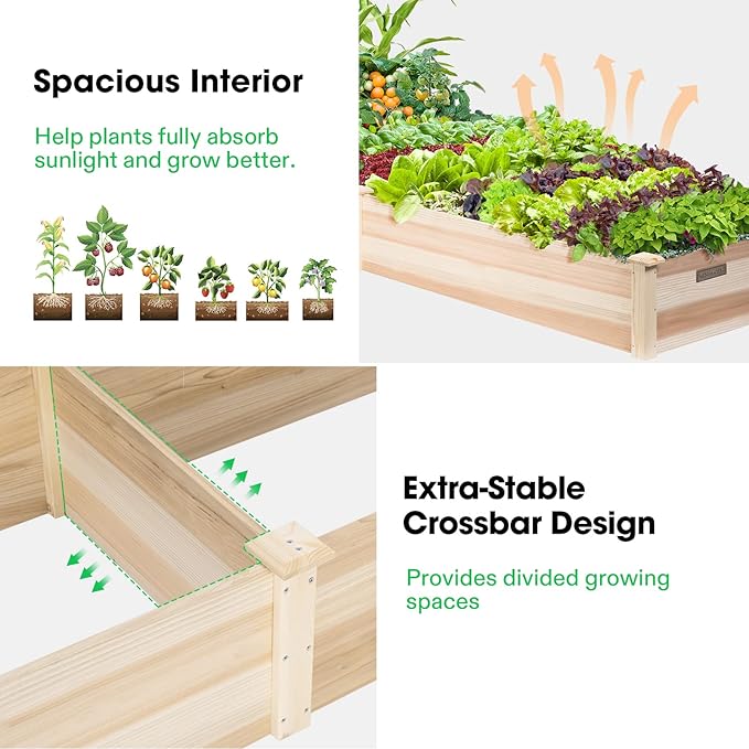 VIVOSUN 8×2Ft Wooden Raised Garden Bed, Outdoor Wood Planter Box - Image 5