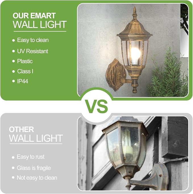 EMART Outdoor Porch Light, Brushed Gold, Anti-Corrosion Plastic Material - Image 5