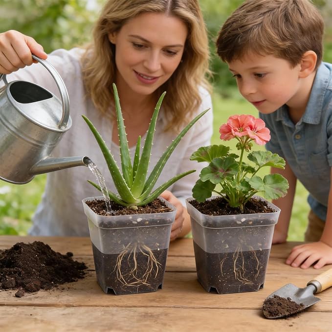 60 Pcs Clear Square Nursery Pots 4 Inch, Reusable Seedling Pots - Image 6