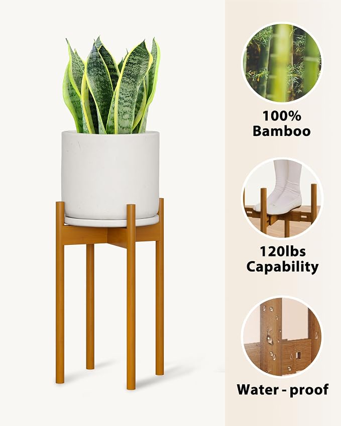 Adjustable Plant Stand Indoor, Bamboo Plant Stand Fits 8 9 10 11 12 Inches - Image 2