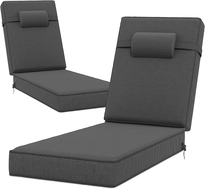 80 x 26 x 4 Inch Olefin Chaise Lounge Cushions, Lounge Chair Cushions by Unknown