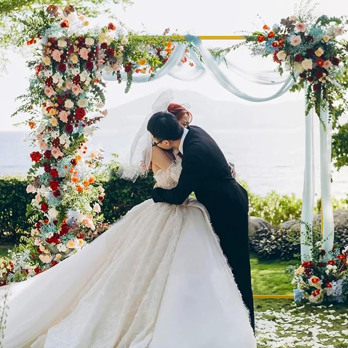 Wokceer Wedding Arch Backdrop Stand Square 6.6FTx6.6FT Gold Metal Balloon Arch - Image 7