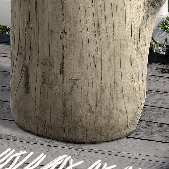 SUNBURY Outdoor Side Table Set of 2, Tree Stump Side Table Grey Colored Faux - Image 6