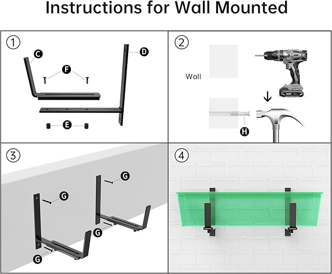 Y&M 2 Pack Adjustable Planter Box Brackets, Universal Window Box Brackets - Image 7