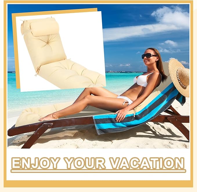 Wenqik Set of 2 Outdoor Chaise Lounge Cushions 76 x 22 x 6 Inch Waterproof - Image 5