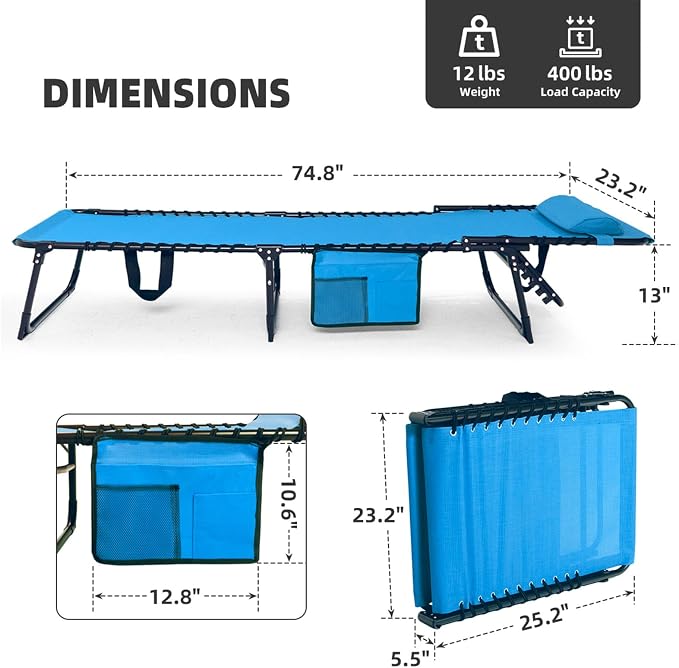 Folding Chaise Lounge Chair Bed - Image 3