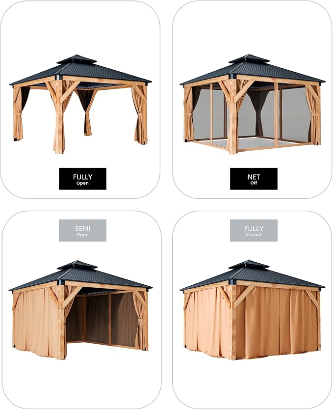 GarveeLife Hardtop Wood Gazebo 10 ft x10 ft - Image 5