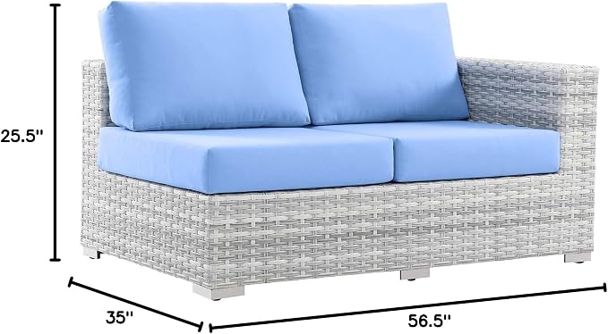 Modway Convene Wicker Rattan Outdoor Patio Right-Arm Loveseat in Light Gray - Image 2