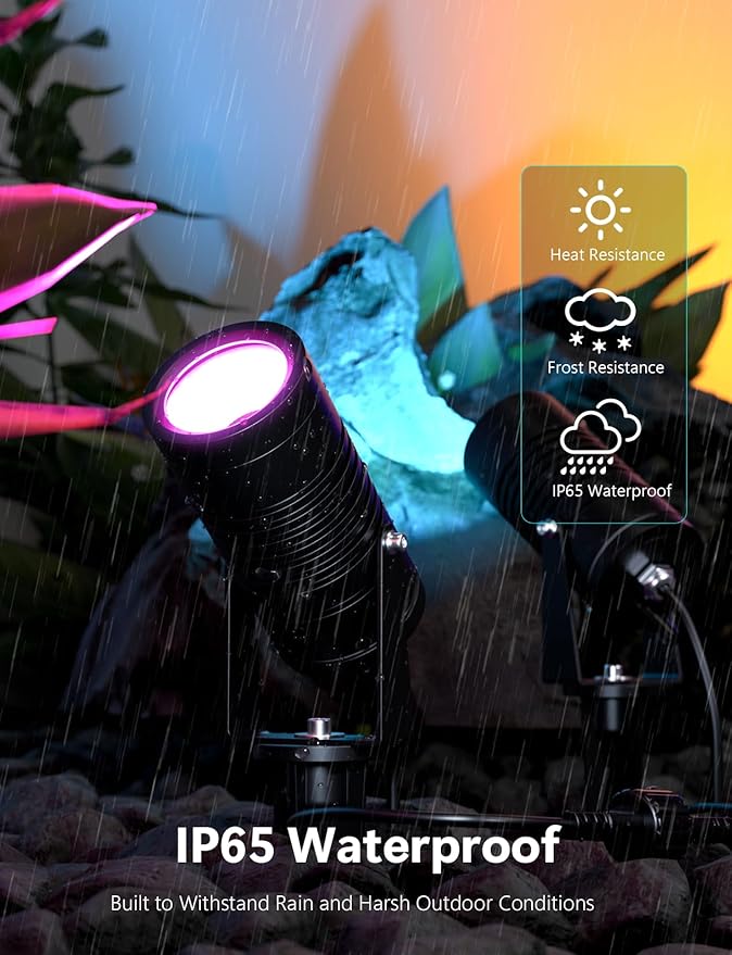 Smart Landscape Lights, APP Controlled RGBCW Color Changing Spot Lights - Image 3