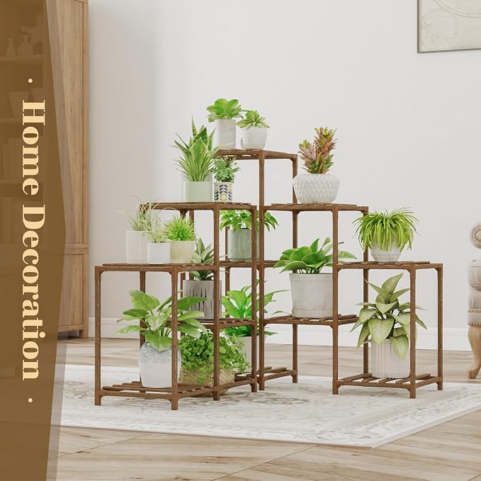 Bamworld Plant Stand Indoor Outdoor Corner Shelf 11 Potted Large Holder - Image 5