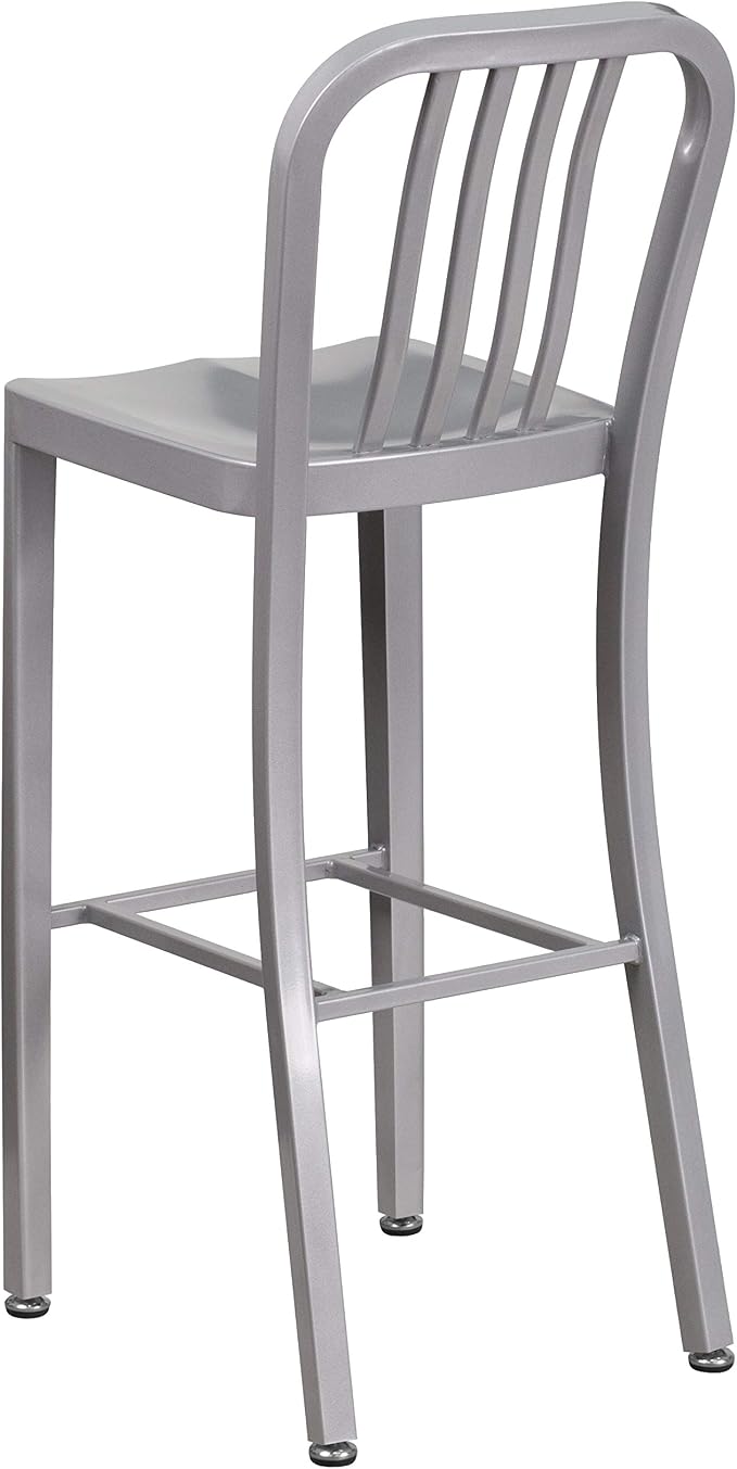 Flash Furniture Commercial Grade 30" High Silver Metal Indoor-Outdoor Barstool - Image 5