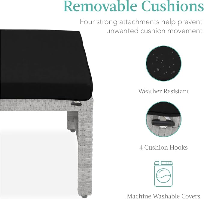 Best Choice Products Set of 2 Wicker Ottomans, Additional Seating, Side Table - Image 7