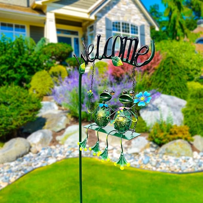 HONGLAND Solar Lights Outdoor Waterproof, Frog Swing Garden Decor, Frog - Image 6