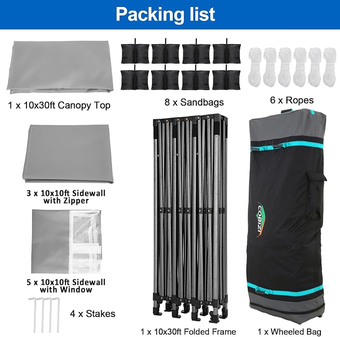 COBIZI 10x30 Pop up Canopy Tent 10x30 Canopy - Image 7