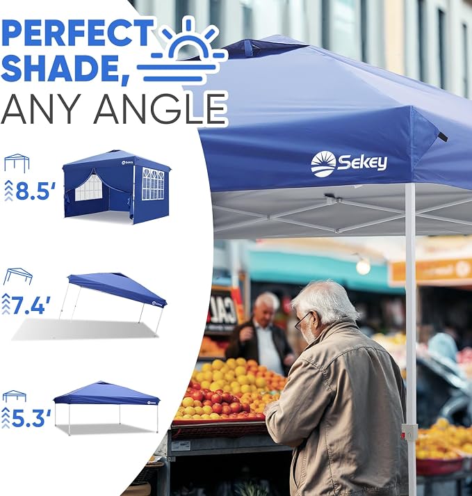 Sekey 10x10 Pop Up Canopy with 4 Sidewalls, One Push Setup Instant Outdoor - Image 5