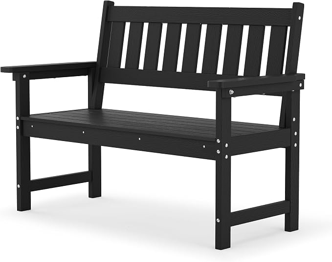 LUE BONA Outdoor Bench, 2-Person HDPS Garden Bench, Outdoor Benches Weatherproof by LUEBONA