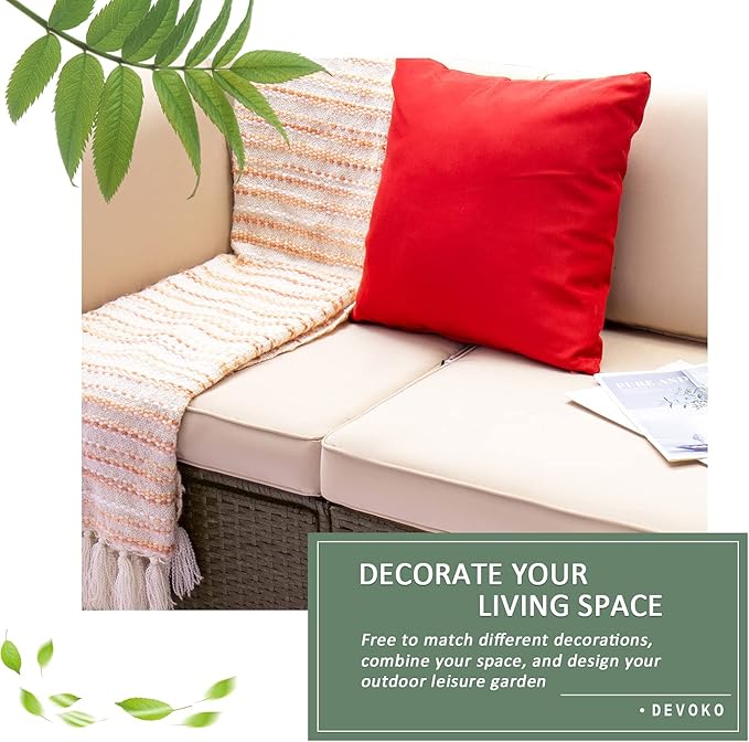 Devoko Patio Furniture Sofa Sets Outdoor All-Weather Sectional Corner Sofa and - Image 3