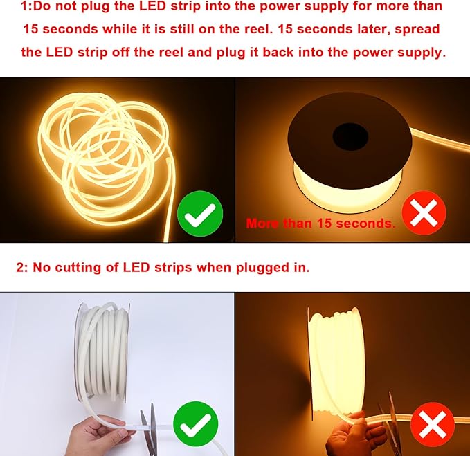 AC 110V COB LED Strip Lights Outdoor Waterproof 65.6ft, 2700K Warm White Super - Image 6