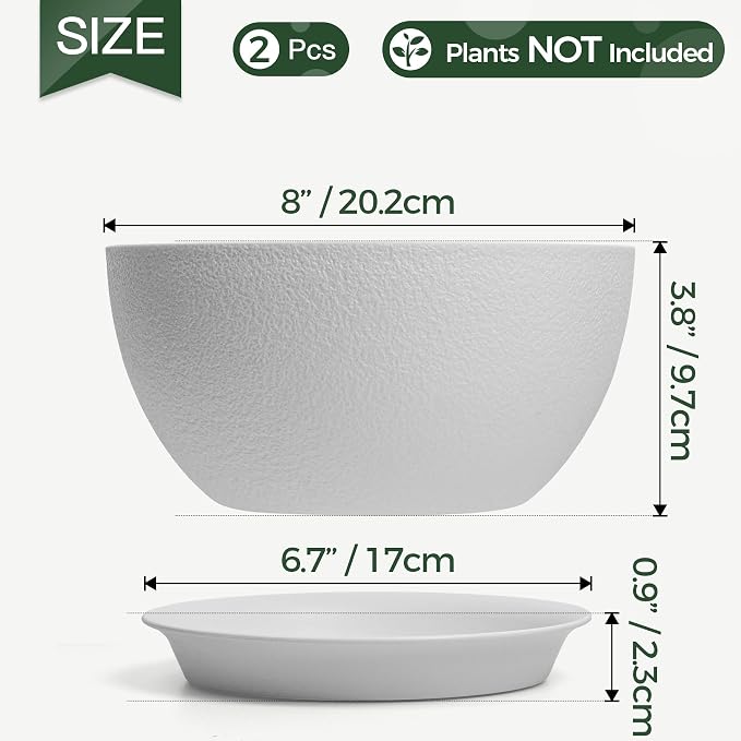 T4U 8 Inch Plant Pots, Plastic Planters - Image 2