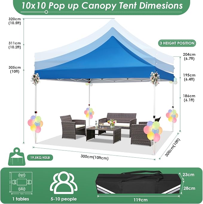COBIZI Canopy 10x10 Pop Up Canopy Tent - Image 2