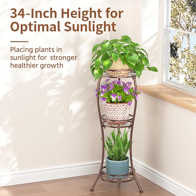 LASZOLA Bronze 3 Tier Tall Plant Stand - Image 4