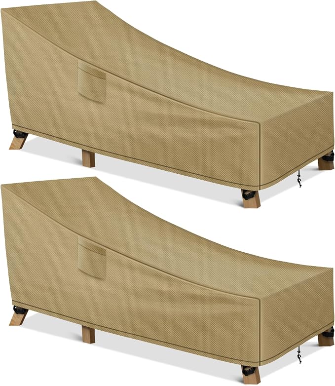 WLEAFJ Patio Chaise Lounge Cover Waterproof, Heavy Duty Outdoor Lounge Chair by WLEAFJ