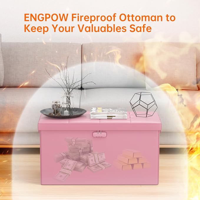 ENGPOW Storage Ottoman Bench, Fireproof Folding Bench - Image 6