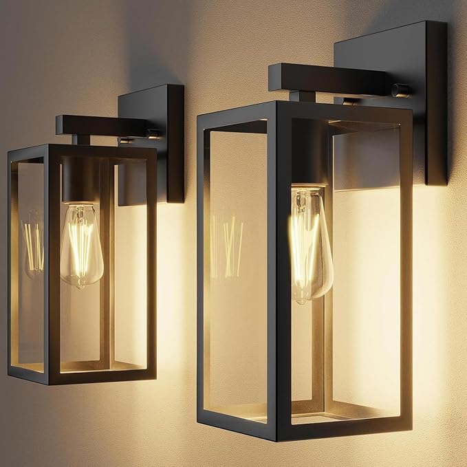 Kalium Porch Lights Outdoor Wall Light Fixture 2pcs, Matte Black, Wall Sconce - Image 9