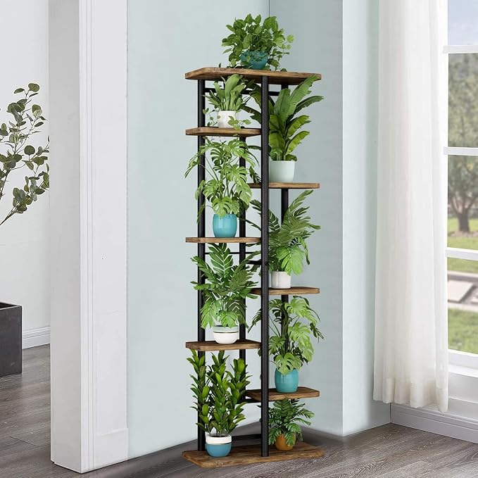 LINZINAR Plant Stand 8 Tier 9 Potted Multiple Flower Pot Holder Shelf Indoor - Image 3