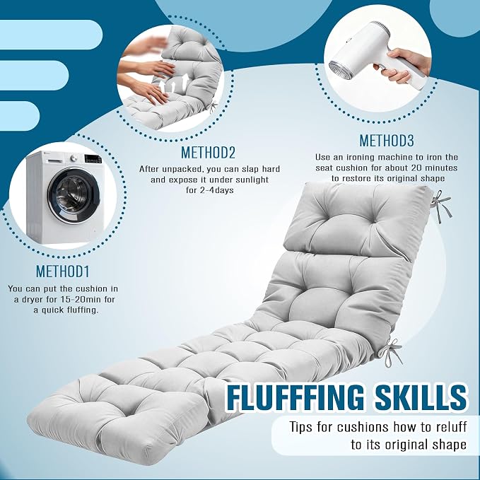 MTMR Chaise Lounge Cushion Outdoor, Non-Slip Chair Cushion - Image 8