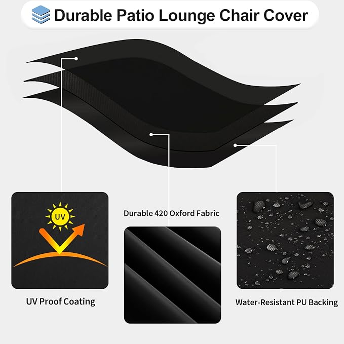 OutdoorLines Outdoor Waterproof Patio Chaise Lounge Chair Cover - Image 3