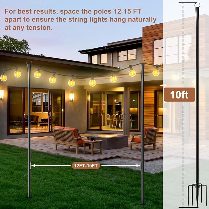 4 Pack Heavy-Duty String Light Poles - Image 7