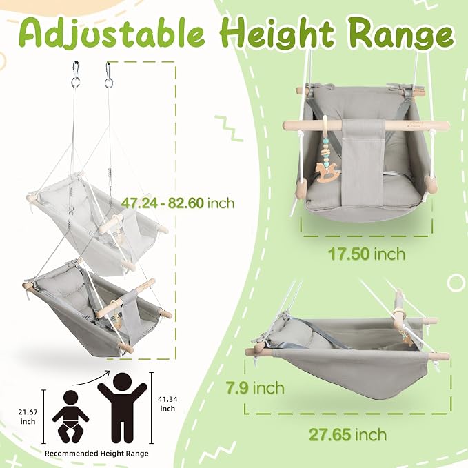 Baby Swing Indoor and Outdoor, Canvas Hammock Swing - Image 5