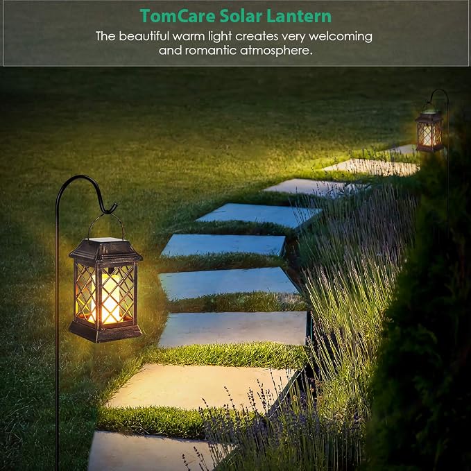 TomCare Solar Lights Outdoor Flickering Flame Metal Solar Lantern Outdoor - Image 7