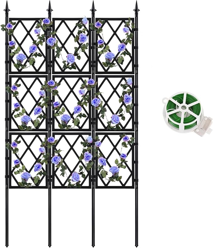 Garden Trellis for Climbing Plants Outdoor 5.25 FT, Iron Pipe Metal Support by WellSign