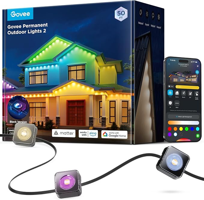 Govee Permanent Outdoor Lights 2, 50ft RGBIC Outdoor Lights by Govee