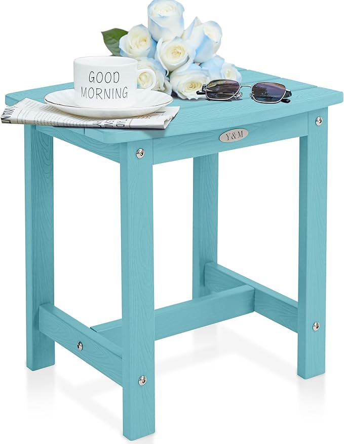 Y&M Outdoor Side Table, HIPS Adirondack Small Single Table, Waterproof Square by YM