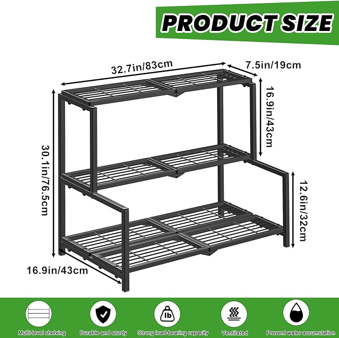 3 Tier Stair Style Metal Plant Stand - Image 2