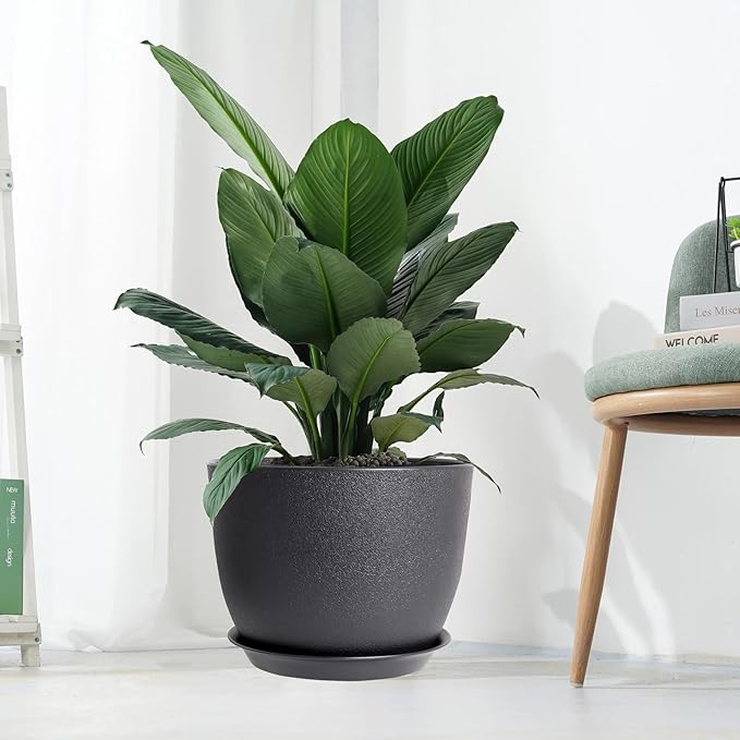 12inch Large Plant Pot, Modern Plastic Planter - Image 7