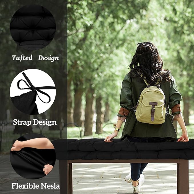 Outside Benches Cushion with Backrest, Thicken Waterproof Swing Cushions 2/3 - Image 3