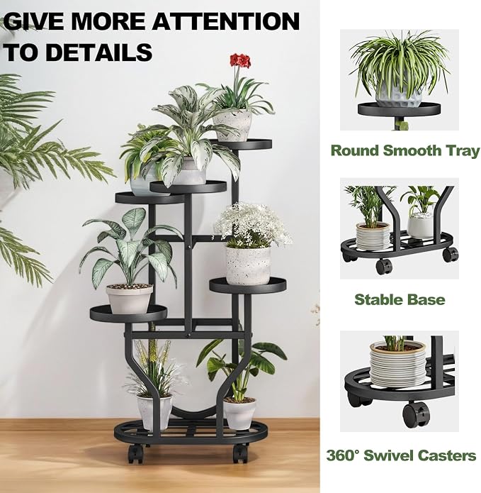 Plant Stand 5 Tier Indoor Outdoor Metal Flower Shelf - Image 4