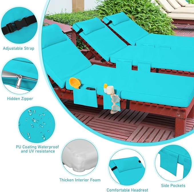 Tondiamo 2 Set Outdoor Chaise Lounge Cushions - Image 5