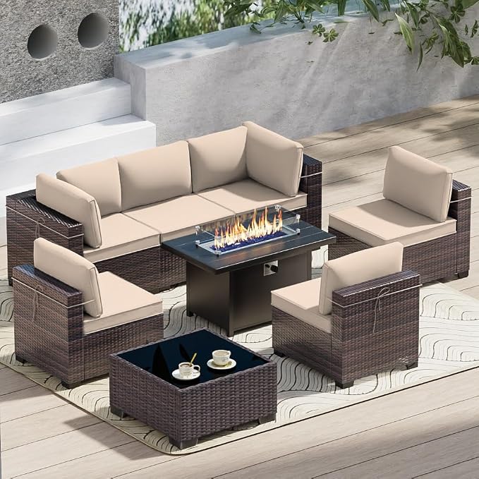 Outdoor Terrace Furniture Set, 8 Piece Outdoor Furniture Set, by ASJMR