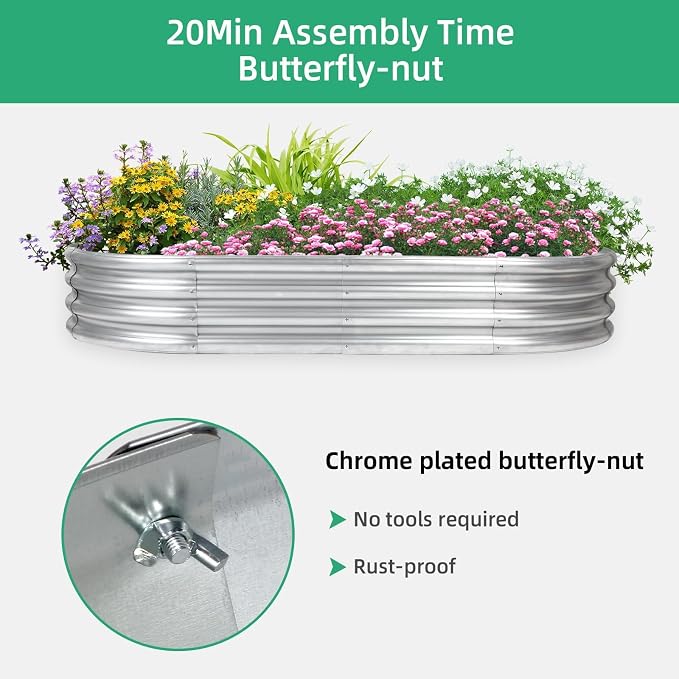 6×3×1 ft Raised Garden Bed, Easy Assembly Galvanized Planter Box - Image 6