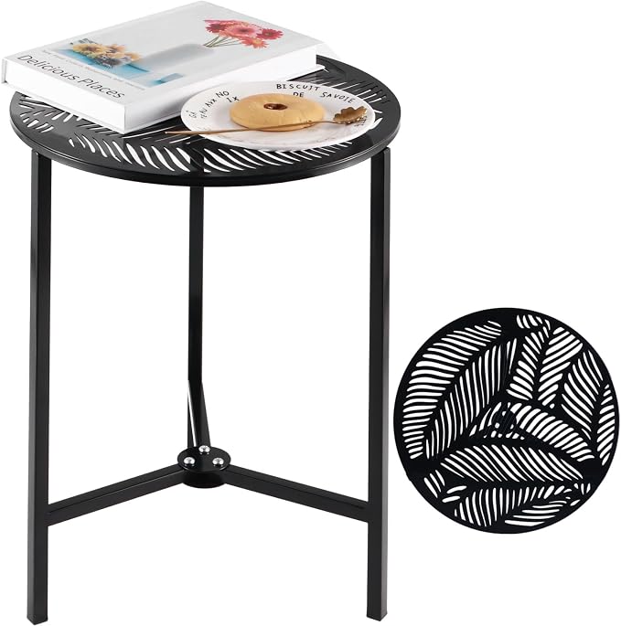 Party Zealot 1-Pack Small Round Metal Side Tables, 13-Inch Black Outdoor End by PartyZealot